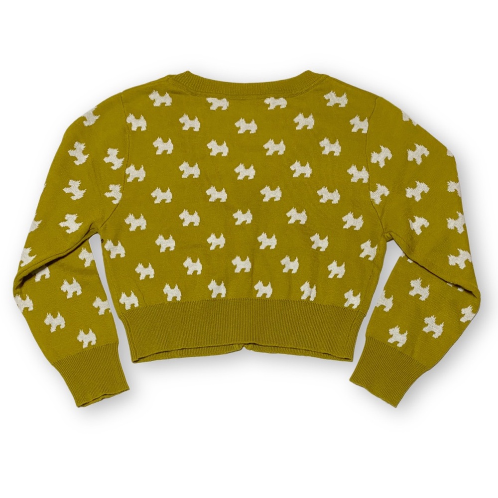 Ye MAK Small Cropped Avocado Dog 3/4 Sleeve Cotton Knit Cardigan Sweater - Picture 4 of 9